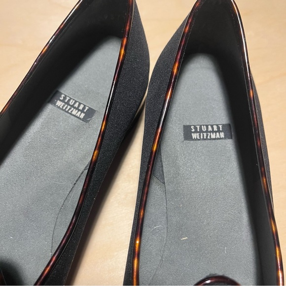 Stuart Weitzman Black Loafers with Tortoiseshell Trim - Picture 3 of 5